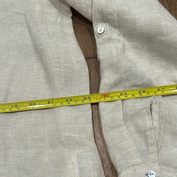 Tahari Beige Linen Tunic Long Sleeve Button-Up - Picture 3 of 8